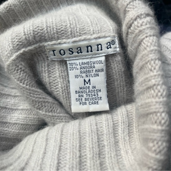 Rosanna Lambs wool Angora Sweater Blues Grays Turtle Neck Casual Career Medium - Picture 5 of 6